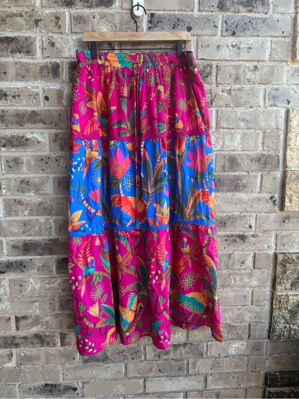 Anthropologie Farm Rio Macaw Party Mix Maxi Skirt XL NWOT - Picture 5 of 11